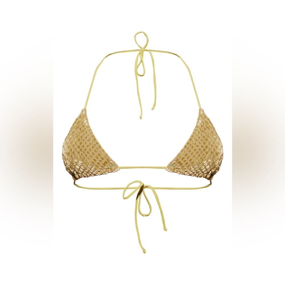 PrettyLittleThing NWT Olive Green Textured Bikini Top - Picture 3 of 4